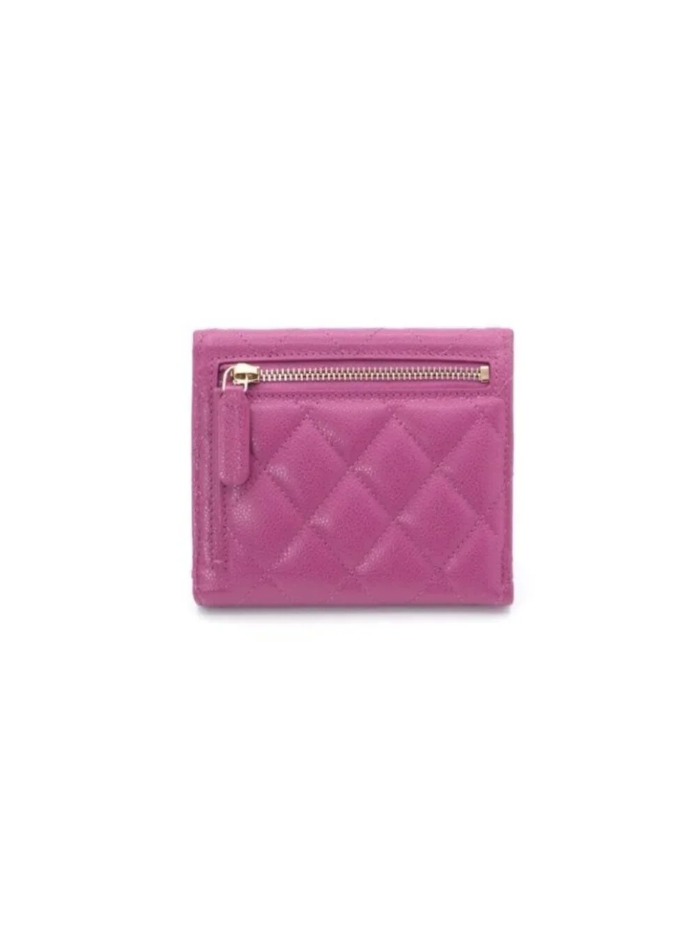 Chanel Wallet Trifold Mini Purple Gold Quilted CC Logo Compact